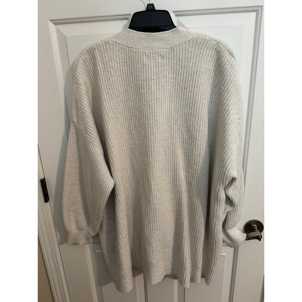 Aerie Wide Rib Oversized Cardigan Grandpa Cream Oatmeal Cotton Blend L fits 2X - Picture 8 of 9